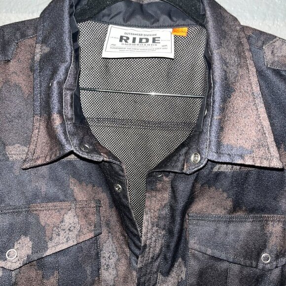 RIDE SNOWBOARDS Shred Gear Camo Black & Brown Snow Jacket Shacket -EUC - XL - Picture 2 of 16